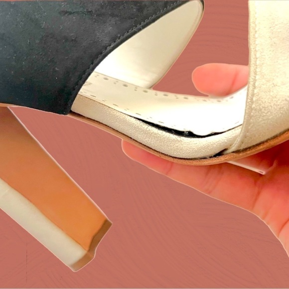 Manolo Blahnik sz 41 suede platform slides heels sandals colorblock Twotone - Picture 11 of 11